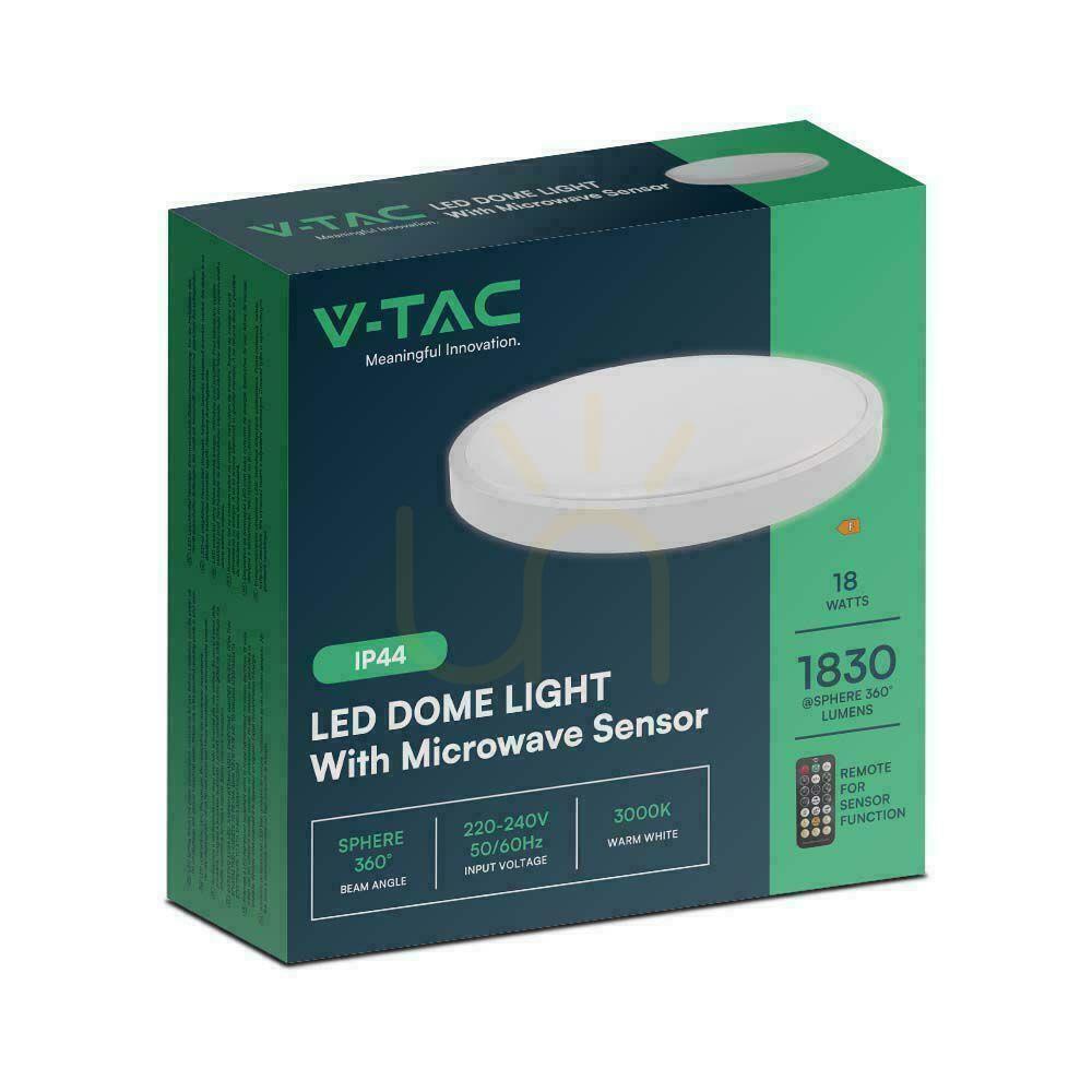 Šou Plafond V-TAC 18W LED kruhový 29cm pilotný snímač pohybu s povrchovou montážou IP44 biely VT-8618S 4000K 1830lm Plafond V-TAC 18W LED kruhový 29cm pilotný snímač pohybu s povrchovou montážou IP44 biely VT-8618S 4000K 1830lm