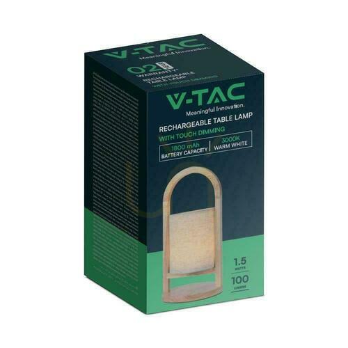 Skontrolujte V-TAC 1,5W LED stolové nočné svetlo nabíjanie stmievateľné drevo VT-7570 3000K 100lm