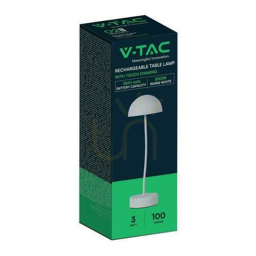 Skontrolujte V-TAC 3W LED stolové nočné svetlo nabíjanie stmievateľné biele VT-7574 3000K 100lm.