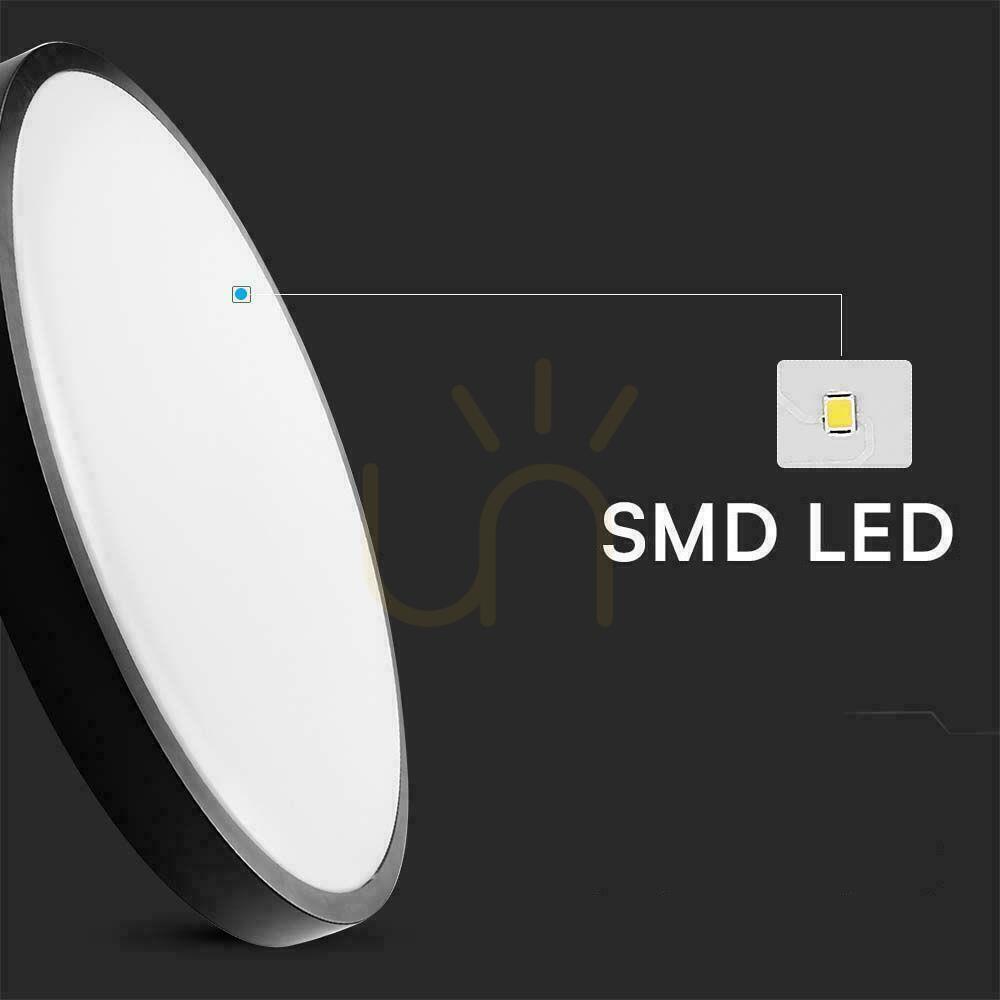Šou Plafond V-TAC 36W LED okrúhla 35cm povrchová montáž IP44 čierna VT-8630B 6500K 3820lm Plafond V-TAC 36W LED okrúhla 35cm povrchová montáž IP44 čierna VT-8630B 6500K 3820lm