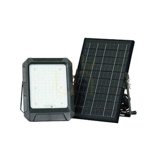 Skontrolujte V-TAC Solárny LED projektor 10W Diaľkové ovládanie, AUTO, časovač, IP65 Čierny VT-55W 4000K 1000lm
