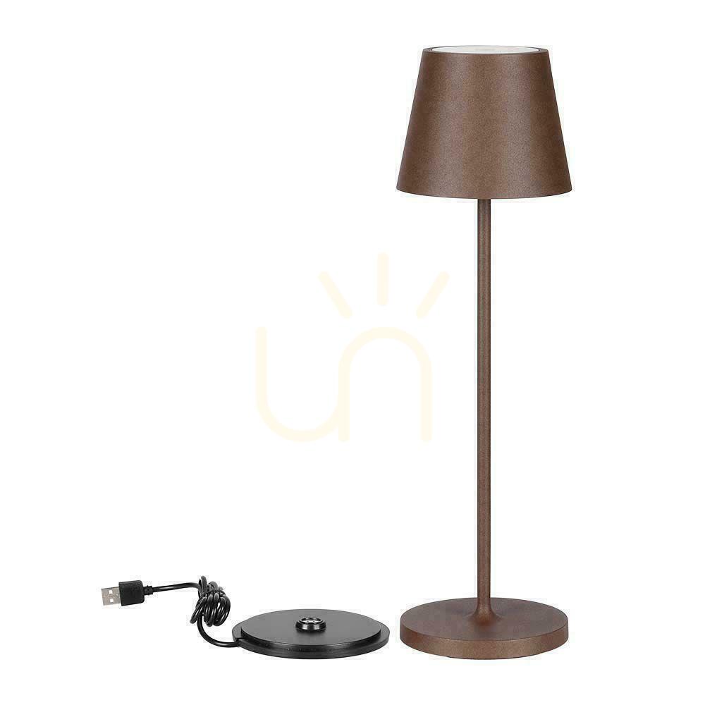 Displej V-TAC 1,5W LED stolové nočné svetlo s nabíjaním stmievateľné IP54 bronz, Corten VT-7997 3000K 150lm V-TAC 1,5W LED stolové nočné svetlo s nabíjaním stmievateľné IP54 bronz, Corten VT-7997 3000K 150lm