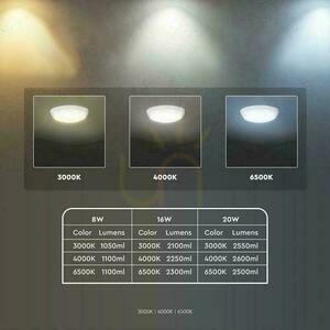 LED plafón V-TAC CCT 8W/16W/20W SAMSUNG CHIP IP65 IK08 VT-8603 3000K-4000K-6400K 2600lm 5 rokov záruka small 11