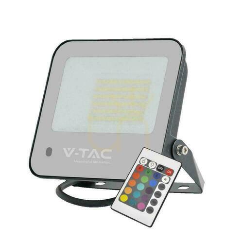 Skontrolujte V-TAC LED projektor 50W čierny IP65 diaľkové ovládanie VT-44053 RGB+6500K 4000lm