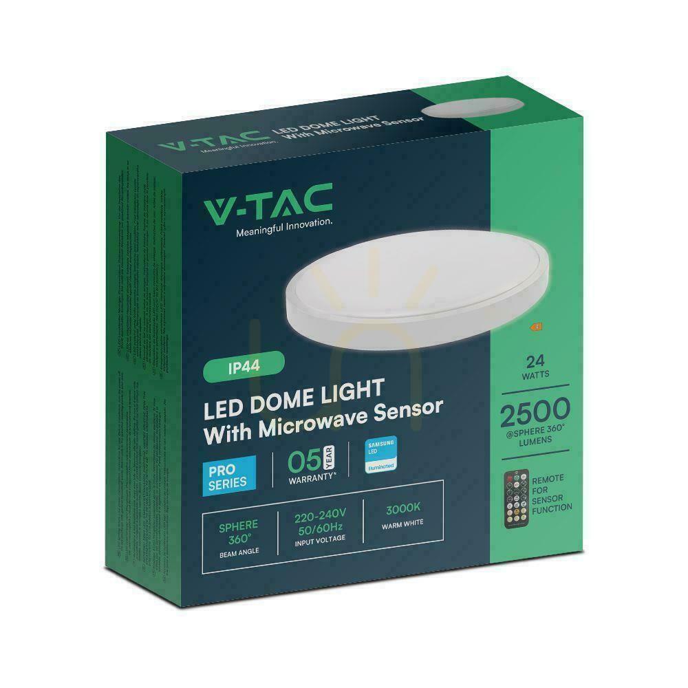Náhľad Plafond V-TAC 24W LED SAMSUNG CHIP Okrúhly 35cm Pilotný snímač pohybu na povrchovú montáž IP44 Biely VT-8624S 6500K 2500lm Záruka 5 rokov Plafond V-TAC 24W LED SAMSUNG CHIP Okrúhly 35cm Pilotný snímač pohybu na povrchovú montáž IP44 Biely VT-8624S 6500K 2500lm Záruka 5 rokov