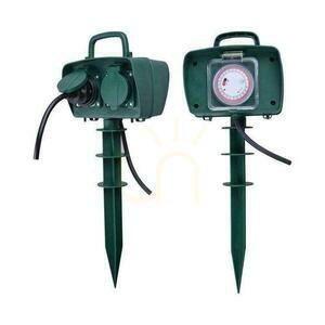 V-TAC Záhradné zásuvky 2 zásuvky 3 m, kolíkové, IP44 Schuko, TIMER VT-1112-3 small 0