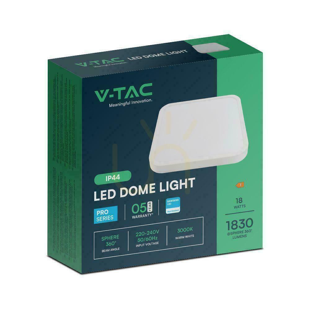 Náhľad Plafond V-TAC 18W LED SAMSUNG CHIP Square 25x25cm Povrchová montáž IP44 Biela VT-8618 6500K 1830lm Záruka 5 rokov Plafond V-TAC 18W LED SAMSUNG CHIP Square 25x25cm Povrchová montáž IP44 Biela VT-8618 6500K 1830lm Záruka 5 rokov