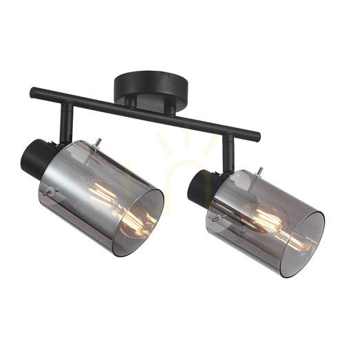 Skontrolujte Reflektor Italux Sardo čierny dymové sklo 2x E14 SPL-5581-2-BK-SG
