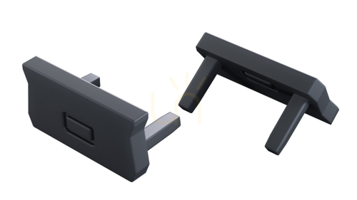 Skontrolujte ABS koncovka s vylamovacím otvorom pre profil LUMINES Design+ atom, Rock Anthracite RAL 7016, 2 v 1