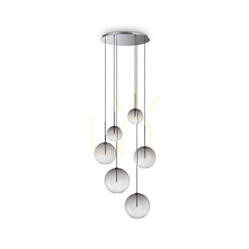 Skontrolujte Prívesné svietidlo Ideallux Equinoxe SP6 Fumé chróm sklo 65 cm 345413