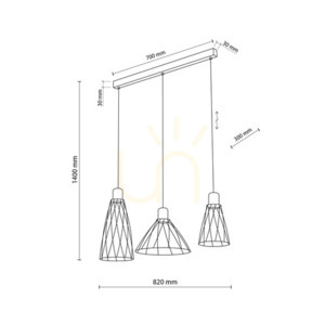 Čierna závesná lampa Modesto 3 small 8