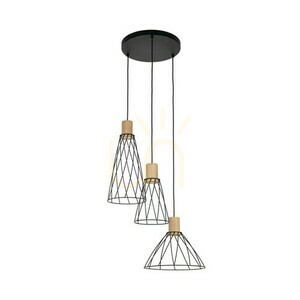 Modesto Wood Pine Pendant Lamp 3 Circle small 1
