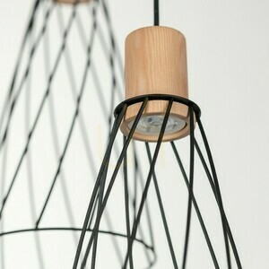 Modesto Wood Pine Pendant Lamp 3 Circle small 5