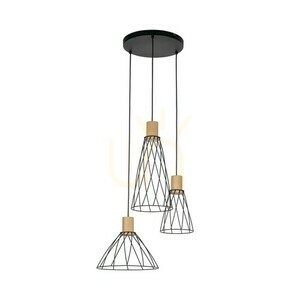 Modesto Wood Pine Pendant Lamp 3 Circle small 0