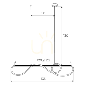 Závesné svietidlo Max Light Laguna P0614 zlaté 120 cm LED 30W 3000K small 0