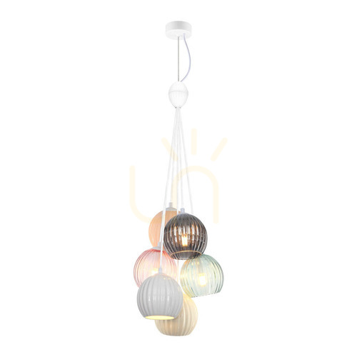 Skontrolujte Závesné svietidlo Italux biele 6xE14 sklo keramika 33 cm PND-94794-6A-MLTI