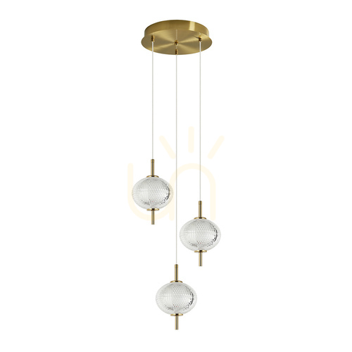 Skontrolujte Závesné LED svietidlo Italux Corado 3-plameňové zlaté s priehľadnými tienidlami 35 cm PND-81418-3-BK-GD