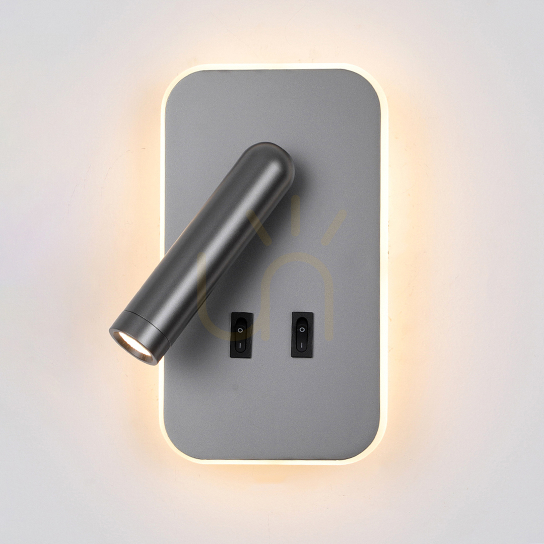 Italux Doria LED Wall Light Grey 2-Light Aluminum WL-83957-1-GR