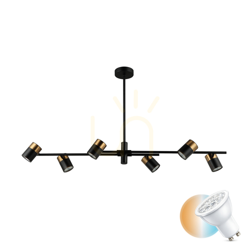 Skontrolujte Závesné svietidlo Italux Elice čierno-zlaté 6xGU10 102 cm PND-58892-6-BK-BRO