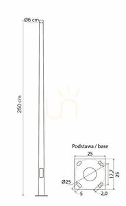 Osvetľovací stĺp SU-MA oceľový 250 cm tmavý popol STR-POLE small 1