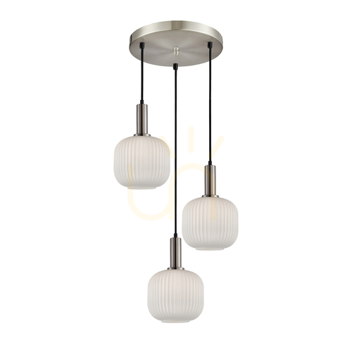 Skontrolujte Závesná lampa Italux Penzi 3xE27 strieborná sklo biela PND-31981-3S-SC-WH