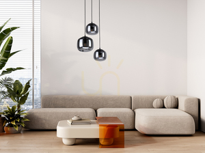 Závesné svietidlo Italux Calto 3× E27, dymové sklo PND-67705-3-BK-SG small 2