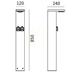 Moderná záhradná stojaca lampa SKARA - 2943BL - čierna - 7,7W 3000k + dve zásuvky - NORLYS small 1