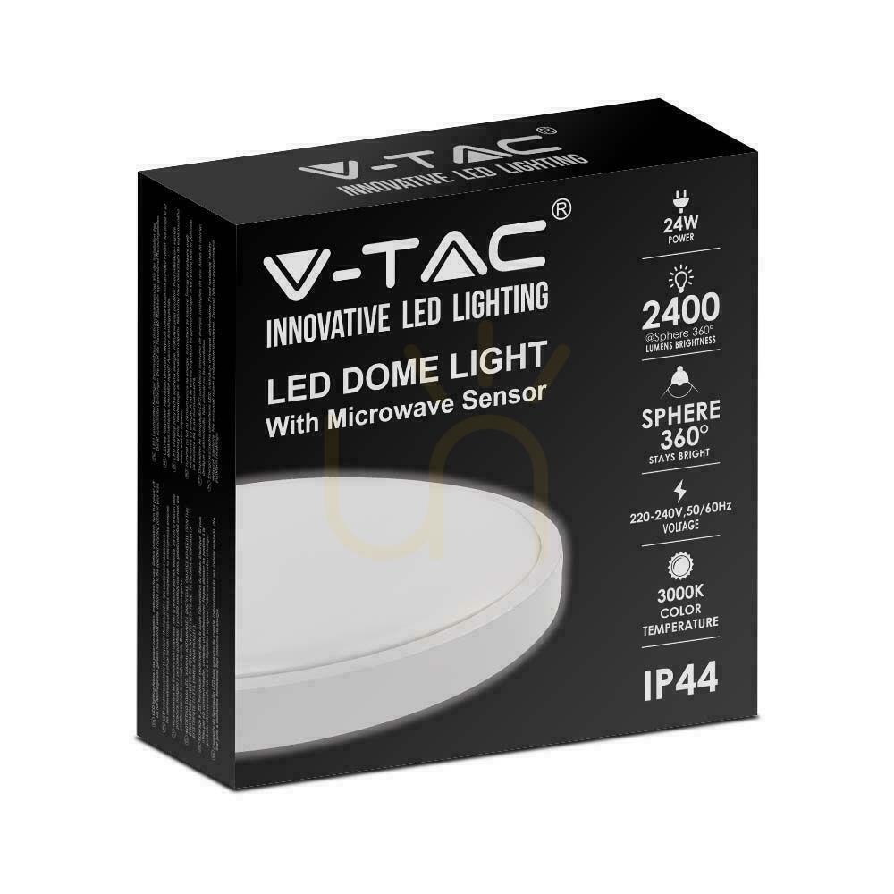 Náhľad Plafond V-TAC 24W LED okrúhla mikrovlnná rúra so senzorom pohybu IP44 30cm biela VT-8624S-W-RD 4000K 2400lm Plafond V-TAC 24W LED okrúhla mikrovlnná rúra so senzorom pohybu IP44 30cm biela VT-8624S-W-RD 4000K 2400lm