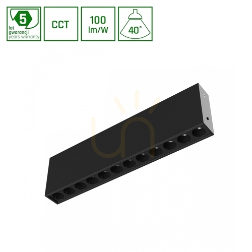 Skontrolujte Grid S Svietidlo na povrchovú montáž 12 W Cct 230 V 40st Ip20 222x26x60mm čierna 5 rokov Gw. Spektrum