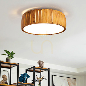 LED stropné svietidlo Quintiesse Barrel, teakovská dyha, Ø 50 cm small 5