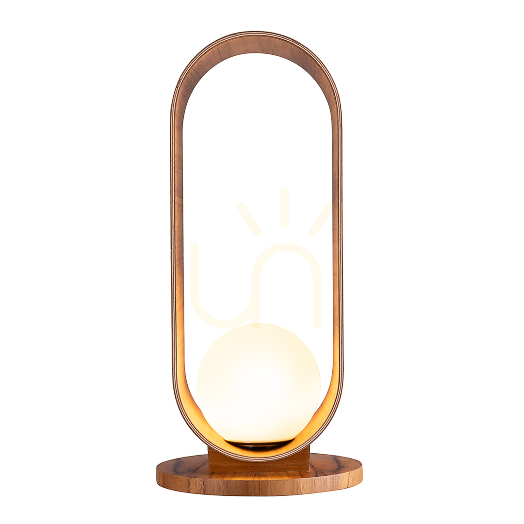 vyhliadka Stolová lampa Quintiesse Sfera QN-SFERA-TL-L-TEAK s teakovou dyhou a opálovým sklom, 53 cm Stolová lampa Quintiesse Sfera QN-SFERA-TL-L-TEAK s teakovou dyhou a opálovým sklom, 53 cm