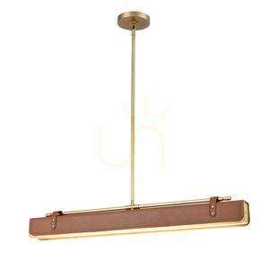 LED ostrovčeková lampa VALISE - Vintage mosadz, koňaková koža QUINTIESSE small 0