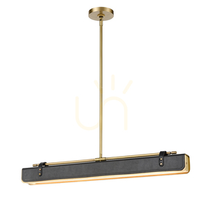 LED ostrovčeková lampa VALISE - Vintage mosadz, smokingová koža QUINTIESSE small 0