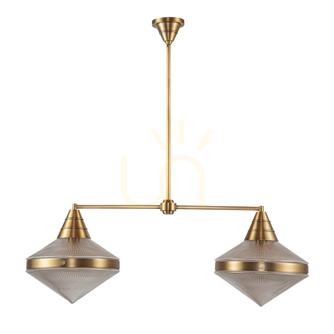 Šou Ostrovná lampa WILLARD - 2 svetelné zdroje - Vintage mosadz QUINTIESSE Ostrovná lampa WILLARD - 2 svetelné zdroje - Vintage mosadz QUINTIESSE