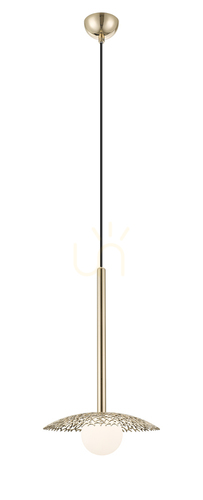 Skontrolujte Závesné svietidlo NICOSIA P0600-01C-F7AA zlatá tepaná misa 22 cm s opálovou guľou 1xG9 max 28W ZUMA LINE