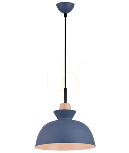 Závesné svietidlo Zambelis modré matné E27, kov drevo, 28 cm small 2