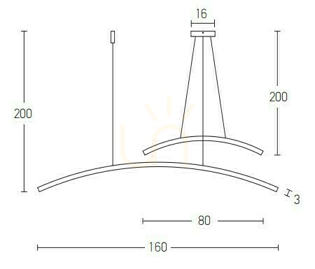 Skontrolujte LED závesné svetlo Zambelis 48W 3000K čierna matná hliník akryl 80+160 cm
