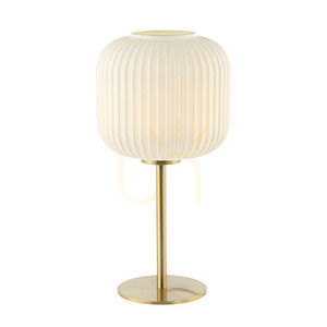 Stolná lampa E27 MAX 40W Sklenený materiál Biely a mosadzný vypínač ZAMBELIS small 1