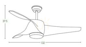 Stropný ventilátor Zambelis s LED svetlom, drevené čepele, hnedý, 132 cm small 2