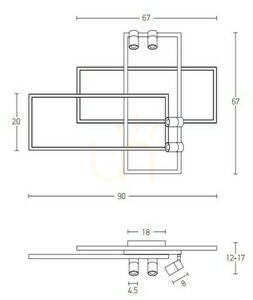 Stropné LED svietidlo Zambelis 32W+4x5W 3000K čierne 90 cm small 2