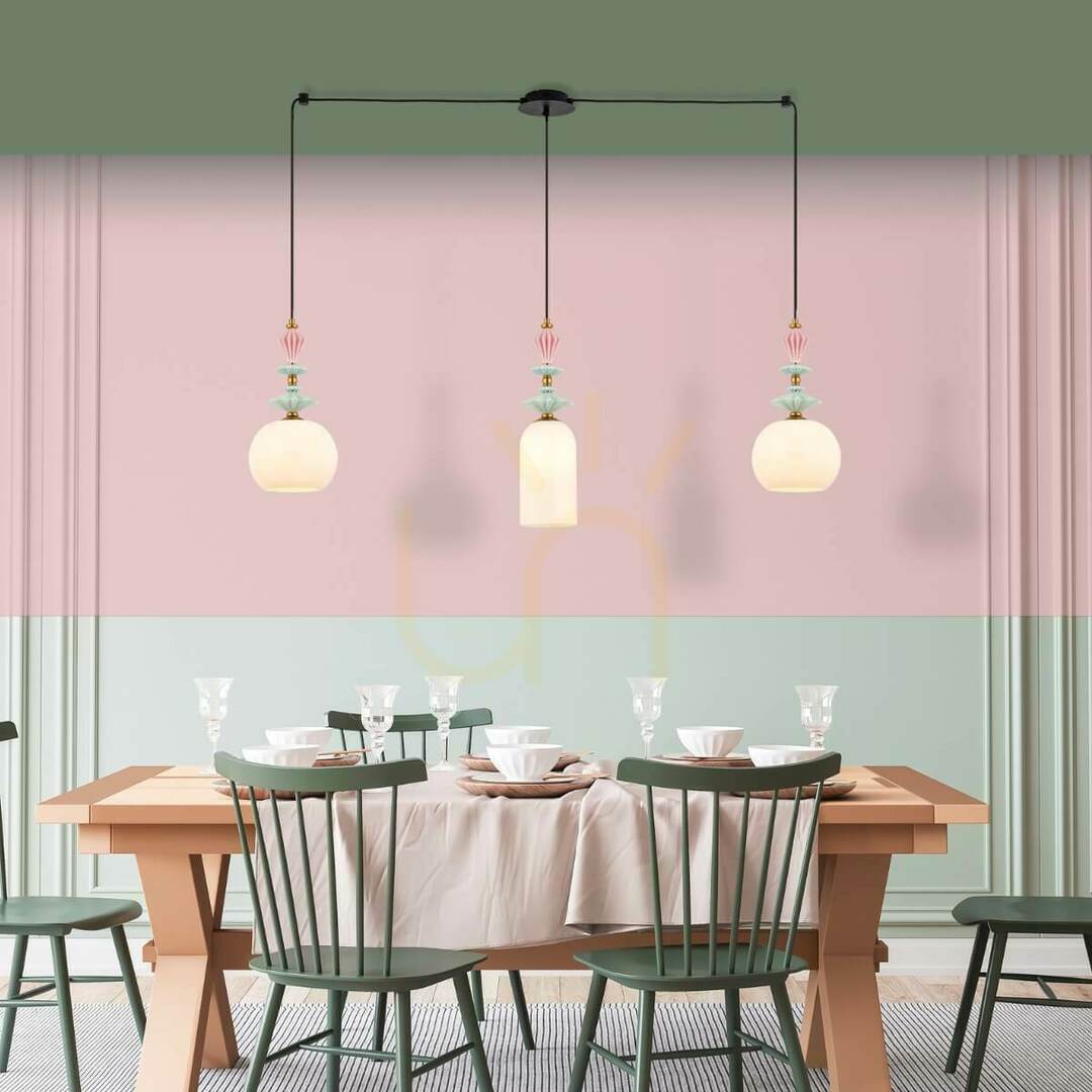 Linjelampa 3xe27 Metall/keramik/opalglas ZAMBELIS