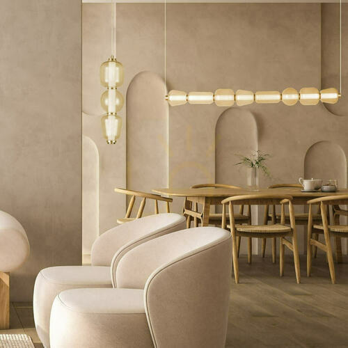 Skontrolujte Závesné LED svietidlo Zambelis 37W 3000K zlaté šampanské sklo 120 cm