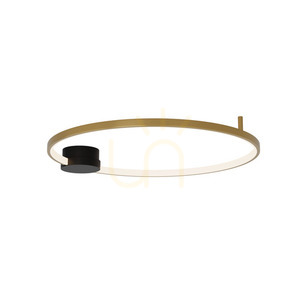 Stropné LED svietidlo Zambelis 24W 3000K čierne matné so zlatým prstencom 64 cm small 1