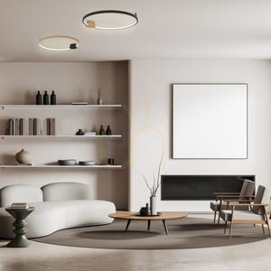 Stropné LED svietidlo Zambelis 24W 3000K čierne matné so zlatým prstencom 64 cm small 0