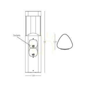 Záhradný stĺpik LED Zambelis E354 grafitový 50 cm, 7 W 3000 K, 2 zásuvky small 5