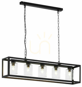 Luster Jupiter MACARI 1806, 5 x E27 max. 15 W, oceľový rám a sklenené tienidlá, čierny, 113 cm, výška 40-86 cm small 1
