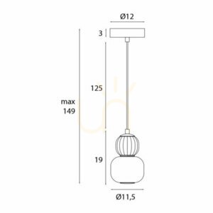 Závesné svietidlo Max Light Modern P0624 čierne LED 5W 3000K 145 cm small 0