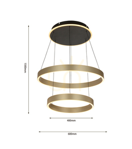 Závesné LED svietidlo Aviano MARLING 6072-304, dva kruhy 40 a 60 cm, matná zlatá / čierna small 4