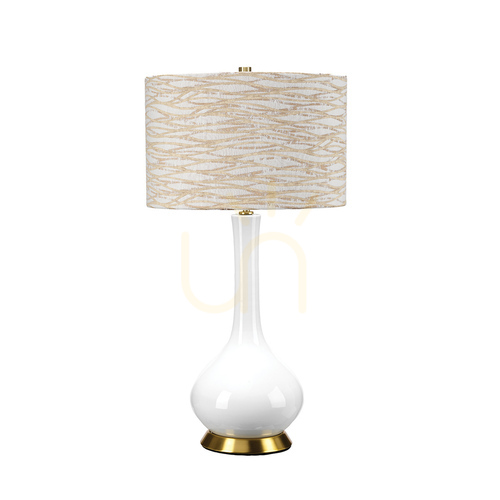 Skontrolujte Stolná lampa Milo - 1 svetelný zdroj - biela / staršia mosadz Elstead