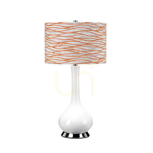 Skontrolujte Stolná lampa Milo - 1 svetelný zdroj - biela / leštený nikel Elstead